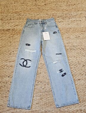 NEW - Light Blue Iconic CC Distressed Skinny Jeans - Sz 38